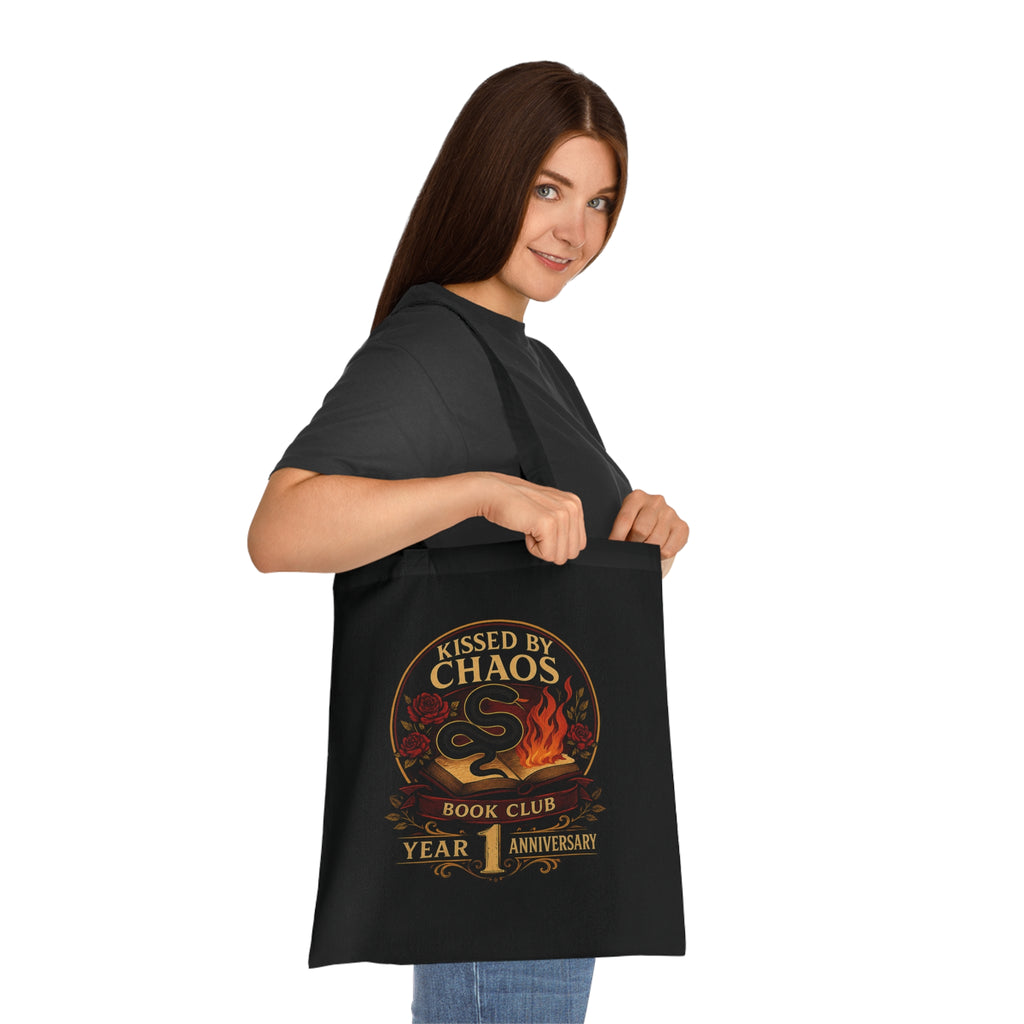 Kissed by Chaos Book Club Anniversary Tote Bag — 1 Year Celebration Cotton Tote