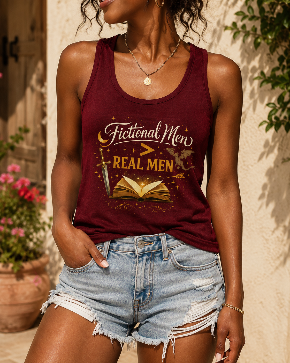 Ruined by Fictional Men - Racerback Tank