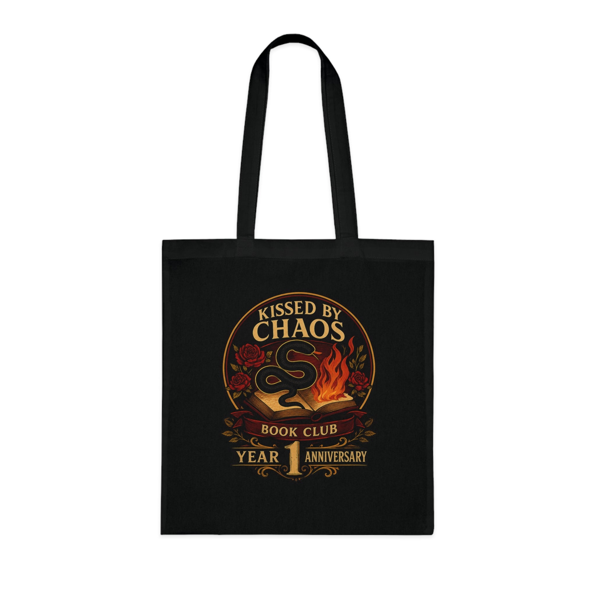 Kissed by Chaos Book Club Anniversary Tote Bag — 1 Year Celebration Cotton Tote