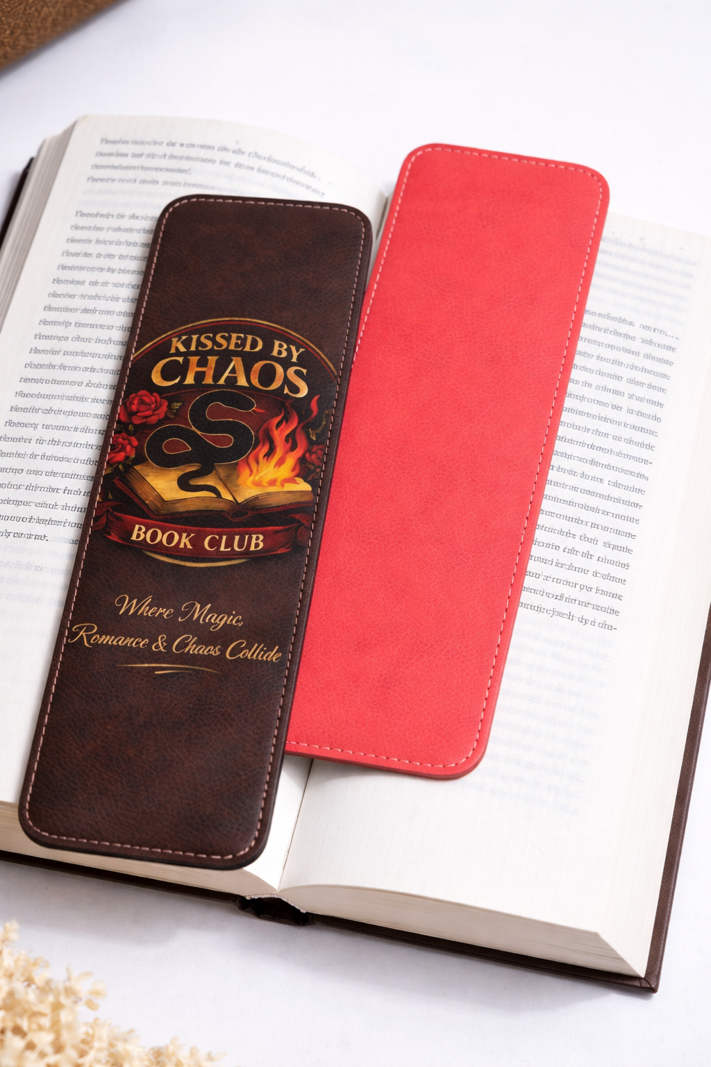 Kissed By Chaos Leather Bookmark