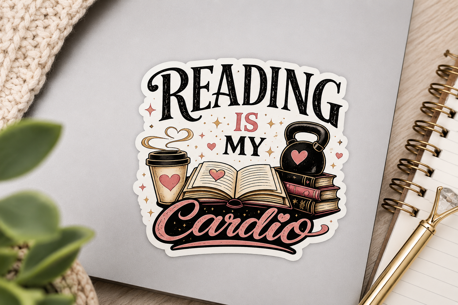 Reading is My Cardio Sticker -Size: 3x4"